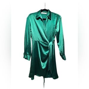 ASTR THE LABEL - SATIN WRAP DRESS - SZ XSMALL